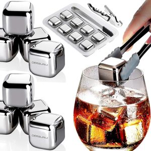 سنگ‌های یخی استیل ضدزنگ برای خنک کردن نوشیدنی - بسته ۸ عددی