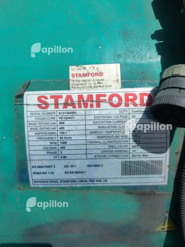قیمت امروز ژنراتور دیزلی ۵۰۰ کاوا (۴۰۰ کیلووات) Cummins + Stamford